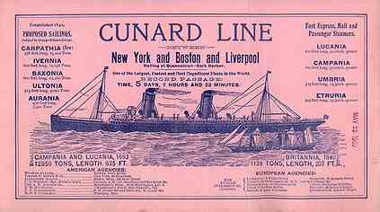 Cunard Line NY and Boston and Liverpool