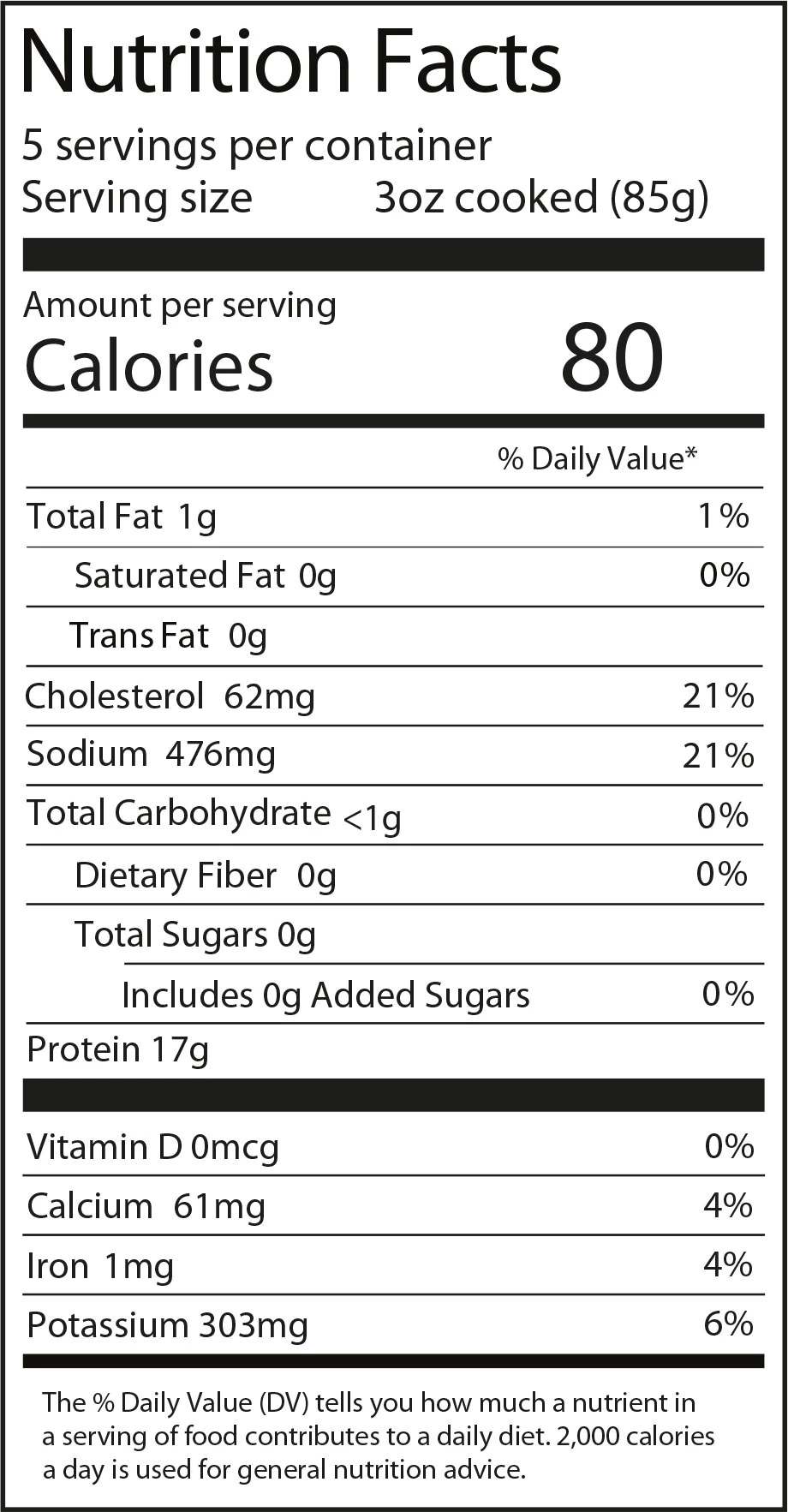 Backfin Nutrition Facts