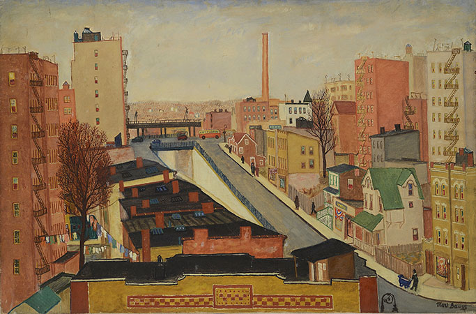 Mark Baum , Sunnyside Queens , 1943 , Oil on canvas  24 x 30 inches 