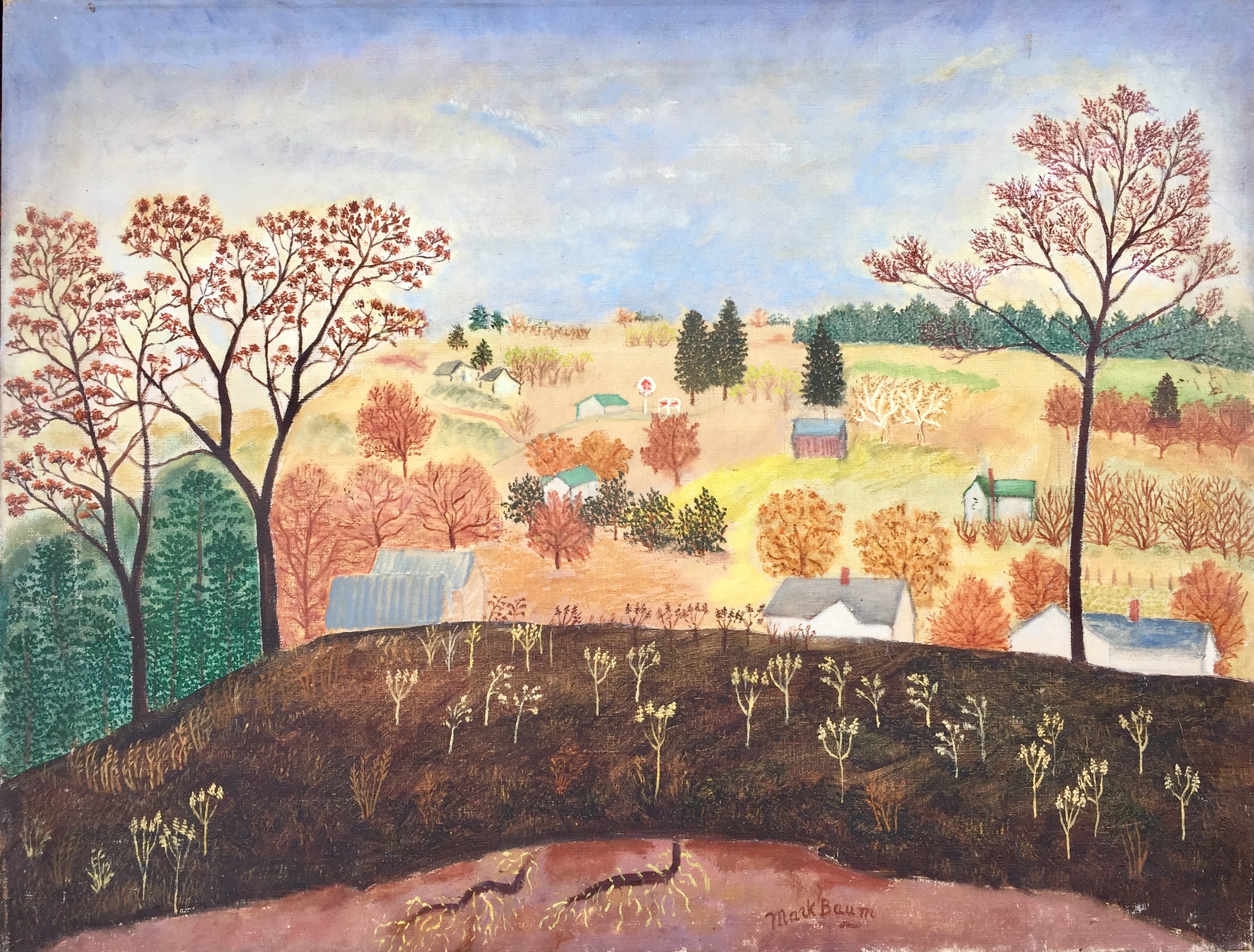 Mark Baum,  Landscape,  1947,  Oil on canvas,  20 x 26 inches 