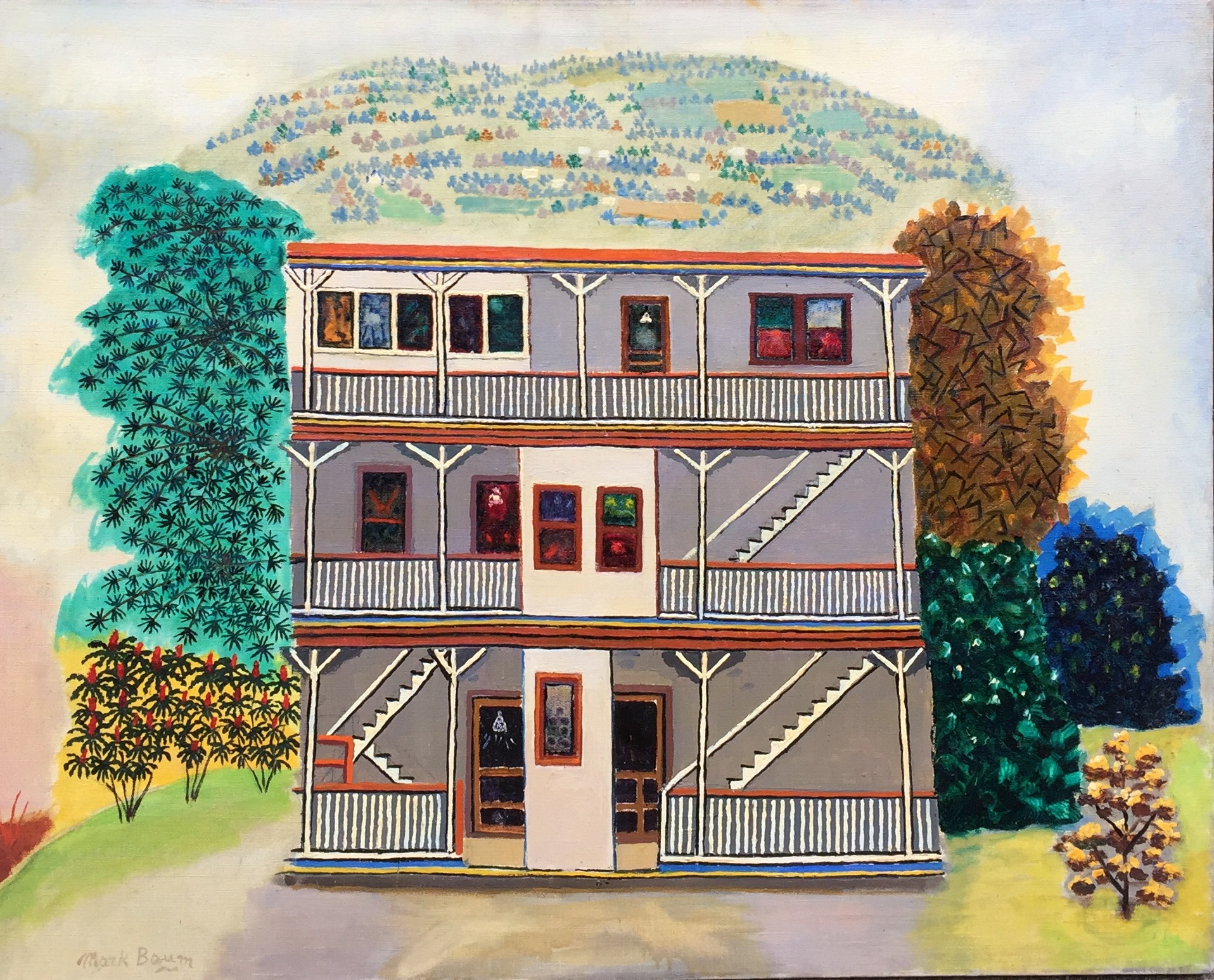 Mark Mark Baum  Movements in the Backyard  1947 Oil on canvas 24 x 30 inches 