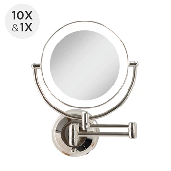 LED Lighted Round Wall Mount Mirror - Polished Nickel product