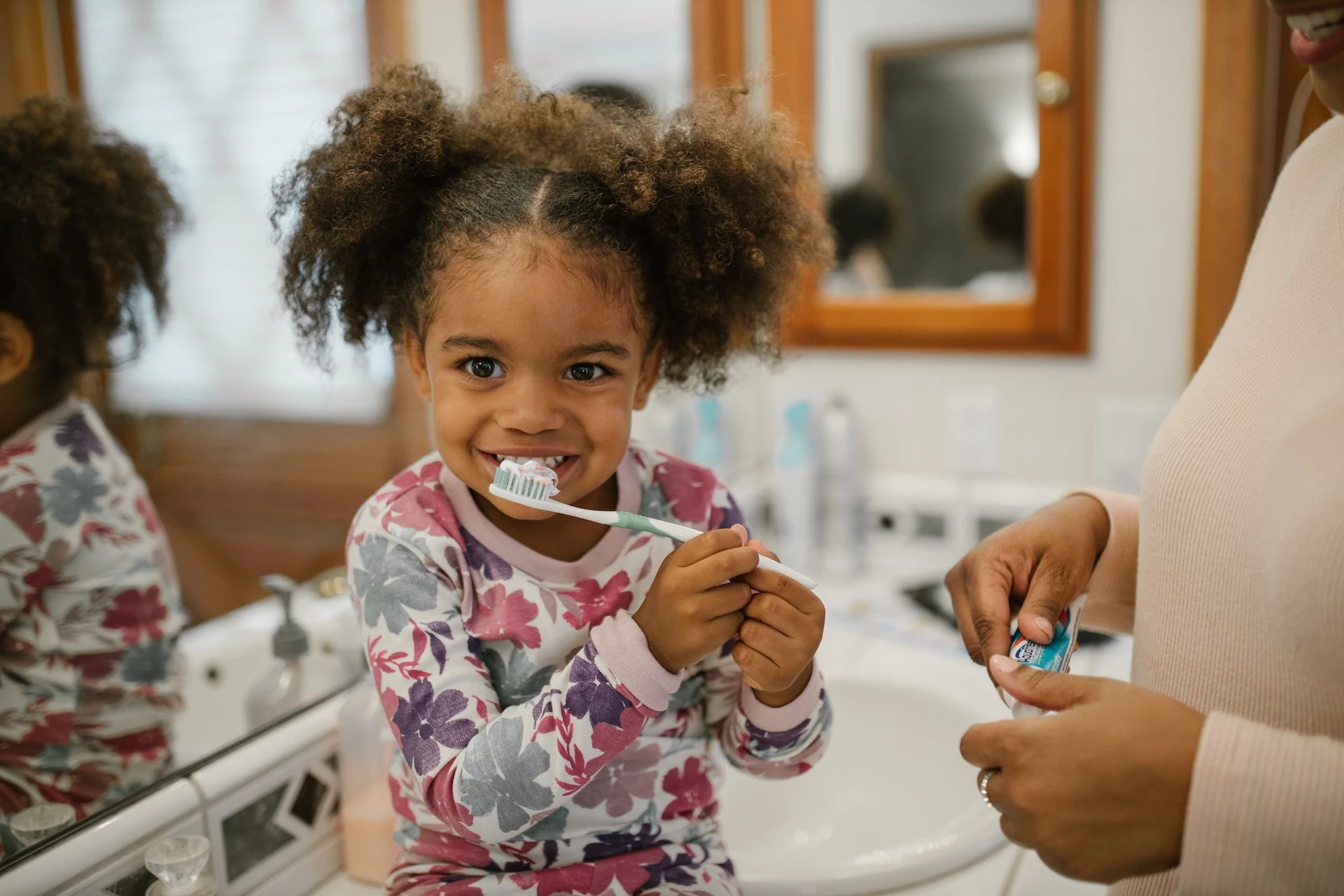 Image of Girl Brushing Her Teeth