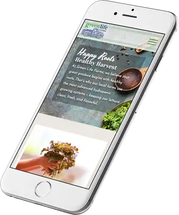 Green Life Farms Website on Mobile