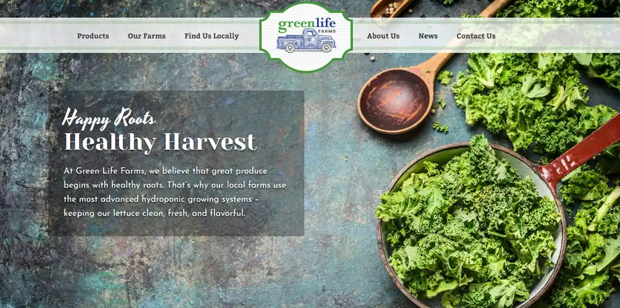 Green Life Farms Website on Desktop