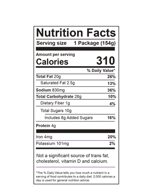 Asian Crisp Salad Kit Nutrition Facts
