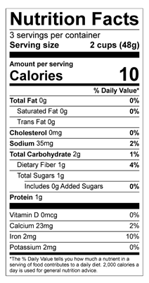 Rainbow Fusion Nutrition Facts