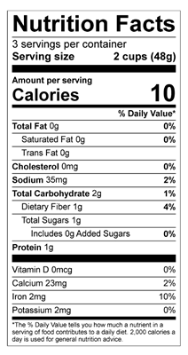 Rainbow Fusion Nutrition Facts