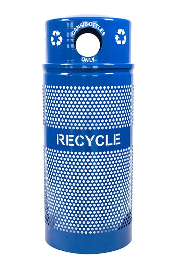 Landscape Series Recycling Receptacle w/ Dome Top - Recycle Blue Gloss product
