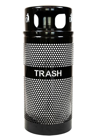 Landscape Series Trash Receptacle w/ Dome Top - Black Gloss product