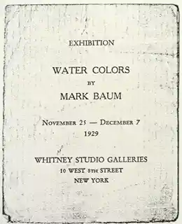 Whitney Invite - Mark Baum - 1929