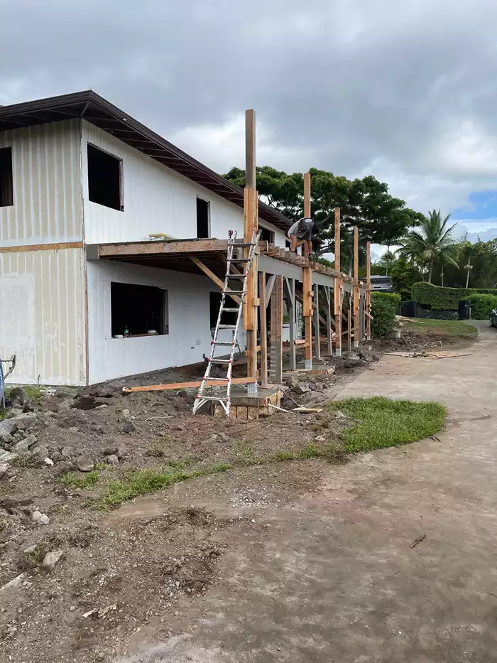 Side view of a house under construction